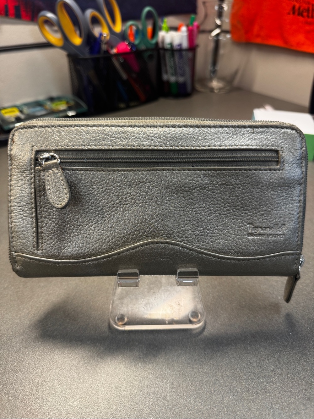 Tignanello Leather Long Wallet Organizer Key Ring gold - Picture 2 of 3